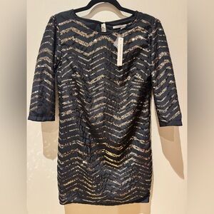 Mustard Seed Black and Gold Formal Mini Dress